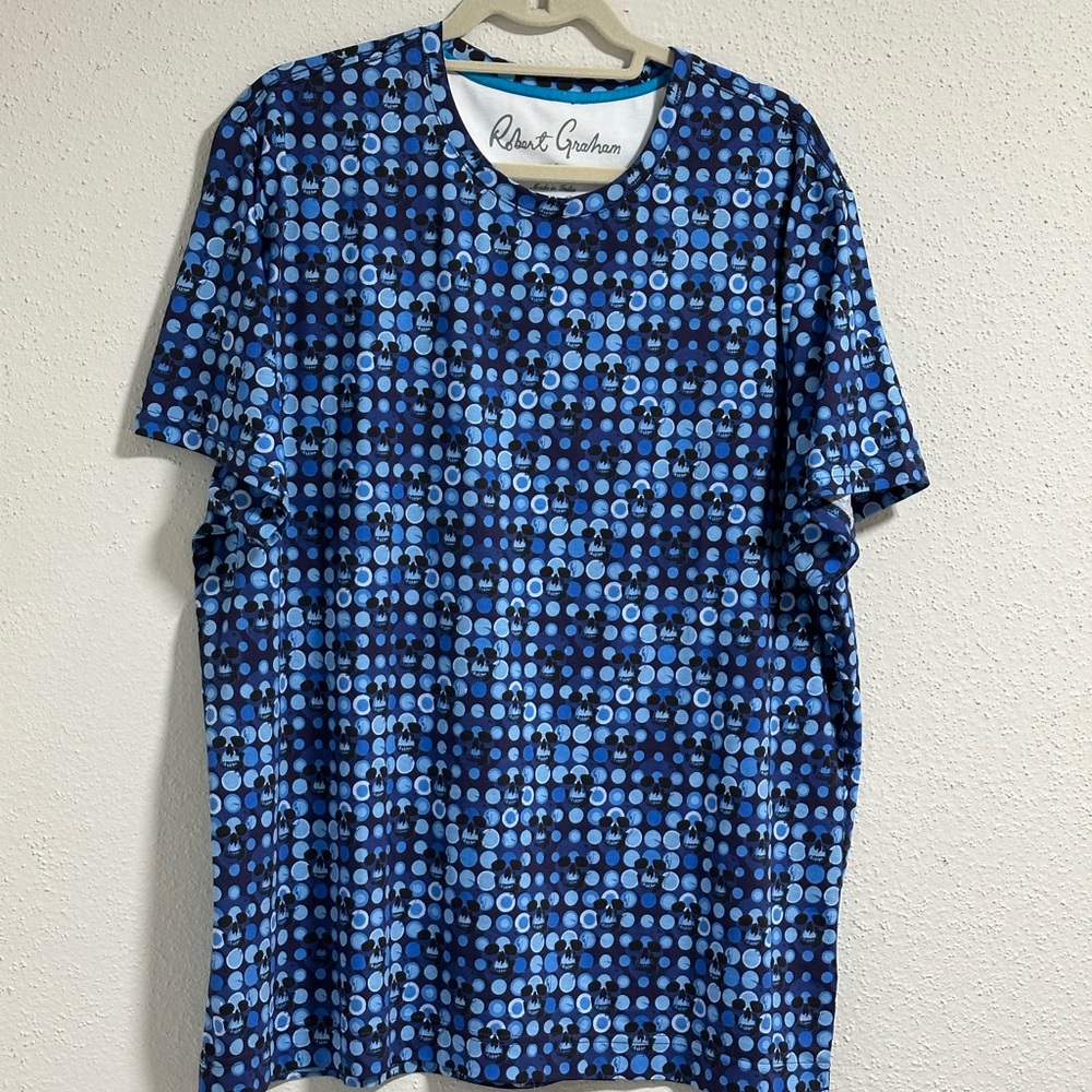 Robert Graham Blue Geometric skull T-shirt Size XL $128 new. this is preowned - Picture 4 of 13